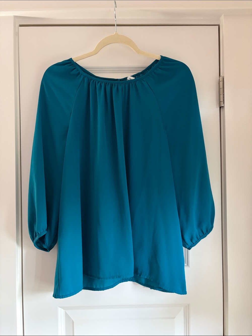 💙 Old Navy Teal Balloon-Sleeve Peasant Blouse